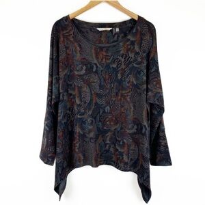 Soft Surroundings pretty Abstract Floral Print long sleeved Top in size S/M